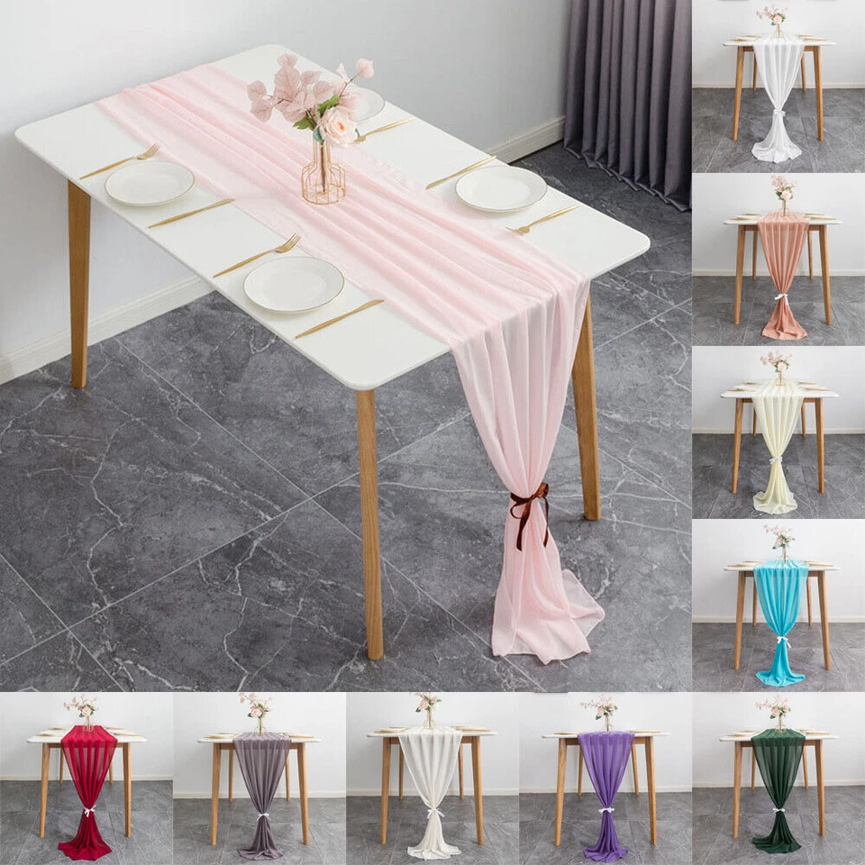 2/5/10/12/15/20 Chiffon Table Runners 70cmx300cm (10Ft) Romantic wedding party - Image 1 of 4