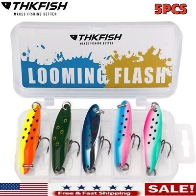 THKFISH 5pcs Fishing Lures Fishing Spoons Trout Lures Saltwater Spoon Lures US - Image 1 of 4