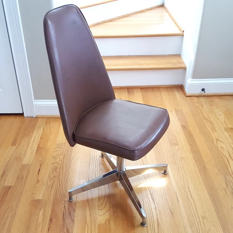 Vintage MCM Cal-Style Furniture Co. Chair Brown 1970s  Bucket Style Chrome Base! Cover