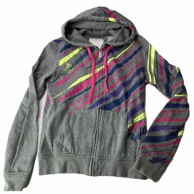 O'Neill Sudadera con Capucha Chaqueta con Capucha Cremallera Completa Gris Rosa Rayas Pequeña Foto 1 de 4