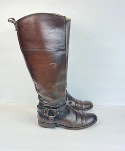 FRYE Melissa Harness Inside Zip Tall Brown Leather Boots Sz 6.5B 76929 $438 EUC - Picture 1 of 10