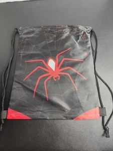 Spider Web Black And Red Drawstring Bag Cinch Tote - Picture 1 of 4