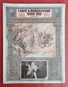 RUDOLPH VALENTINO Sheet Music The Four Horseman of the Apocalypse, 1921 Silent - Picture 1 of 5