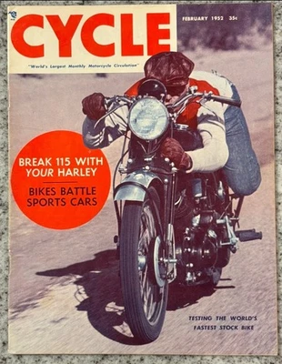 Cycle Magazine February 1952 – Harley-Davidson - VG+  Rare- Vintage, Collectible - Image 1 of 4