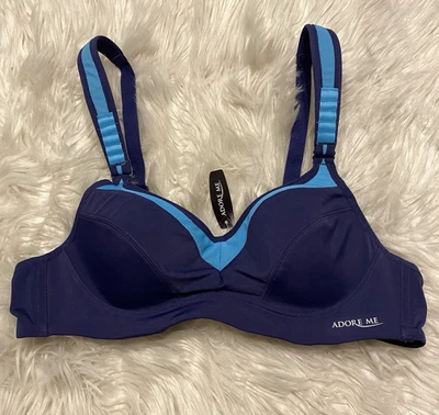 Sujetador deportivo Adore Me 36A azul con aros cierre trasero NUEVO Foto 1 de 4