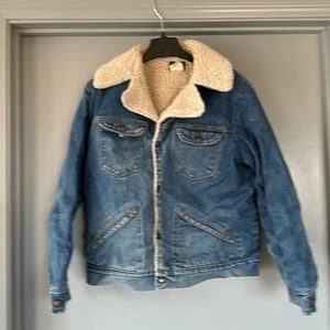 Vintage 80er Herren Wrangler 74256PW Western Jeansjacke Sherpa gefüttert distressed Gr. L - Bild 1 von 8