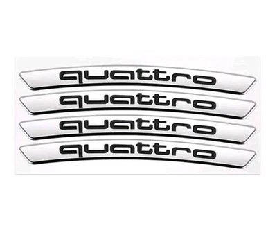 4 x S Quattro Emblem Logo  Felgen Aufkleber Sticker 90mm x 7,5mm Silber NEW - Bild 1 von 3