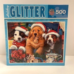 MasterPieces Holiday Glitter Santa Paws 500-piece Jigsaw Puzzle SEALED - Picture 1 of 4