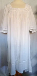 Zara White Cotton Midi Nightdress Size L Embroidery & Lace Detail - Picture 1 of 6