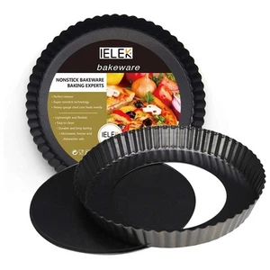 12 Zoll Antihaft Tarte Quiche Flan Pfanne Formen Rund Abnehmbar Lose Boden Grippe - Bild 1 von 7