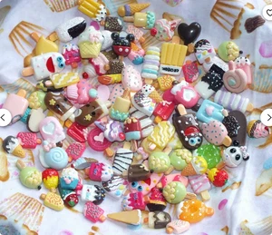 50 x Summer's Here! Ice Cream Lollys Popsicle Resin and Clay Cabochons 10mm-30mm - Picture 1 of 2