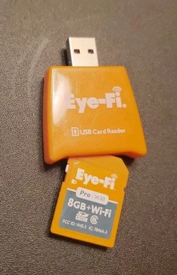 EYE-FI Pro X2 HC 8GB SD Card + USB Eye-Fi Reader. Wifi Photos - Camera to Laptop - Image 1 of 4