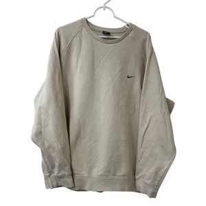 Nike Vintage Herren Gr. XXL hellbraun Rundhalsausschnitt Sweatshirt gesticktes Logo Y2K grau Etikett - Bild 1 von 6