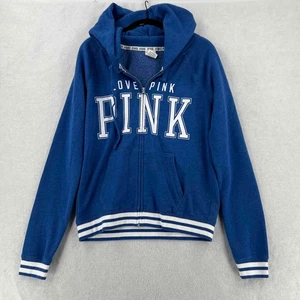 Victoria's Secret PINK Damen Sweatshirtjacke Hoodie blau durchgehender Reißverschluss Größe Medium - Bild 1 von 8