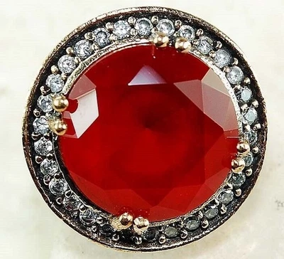 Ottoman Empire Style 5CT Treated Ruby 925 Sterling Silver Ring SZ 8.5 Z1-4 - Image 1 of 3