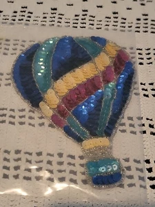 Apliques de cuentas de lentejuelas colores brillantes globo aire caliente coser en globo parche de colección talla L - Imagen 1 de 6