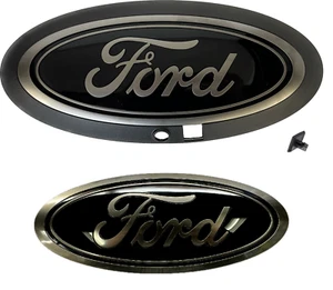 OEM NEW 23-24 Ford Super Duty BLACK Front + Rear Ovals Grille Emblems BOTH - Picture 1 of 13