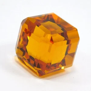 Natural 80.45 Ct Brazilian Orange Topaz Cube Cut Loose Gemstone Certified - Picture 1 of 5