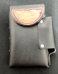 Harley Davidson Vtg black leather cigarette lighter case studded belt loop USA - Picture 1 of 4