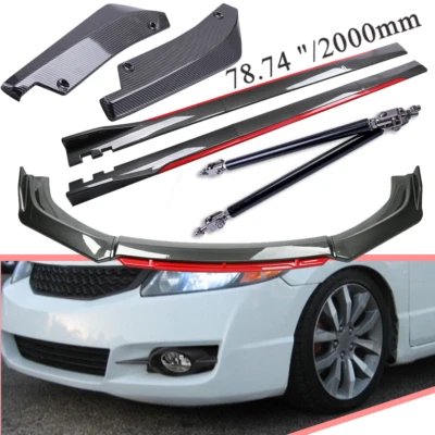 For 09-11 Honda Civic Coupe Fiber Front Lip Chin Bumper Body Kit Side+Skirt Rear — 第 1/4 张图片