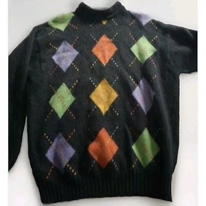United Colors of Benetton Vintage Italian Wool  Crew Neck  Diamond Sweater - Picture 1 of 5