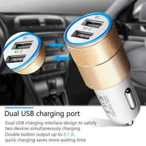 Fast Car Charger 3.1A 2 Port USB LED Alloy Socket Adapter For Samsung iPhone UK - Picture 1 of 13