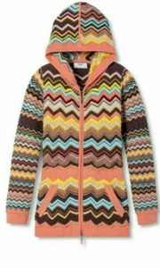 MISSONI Target Colore Zig Zag Chevron HOODED CARDIGAN SWEATER - Girls MEDIUM - Picture 1 of 1