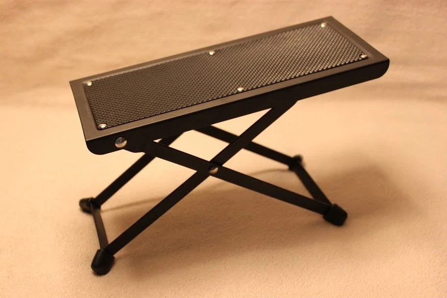 Guitarists Footstool Black Height Adjustable Guitar Foot Stool black metal frame - image 1 of 4