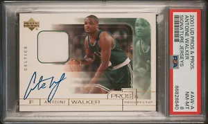 2001-02 Upper Deck Pros & Prospects ANTOINE WALKER Auto Game Jersey SP PSA 8 - Picture 1 of 2