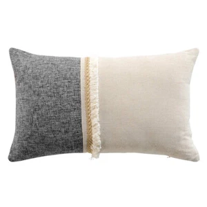 Cojín Beige Gris 30 x 50 cm Cojín Decorativo Cojín Sofá Rectangular Yute - Imagen 1 de 3