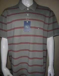 G.H. Bass & Co Mens Short Sleeve Polo Golf Shirt Size 2XL Gray Stripe NWT  - Picture 1 of 12