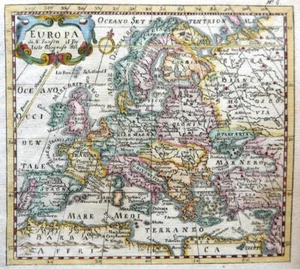EUROPE EUROPA BY NICOLAS SANSON c1794 GENUINE COPPER ENGRAVED MAP - Picture 1 of 6