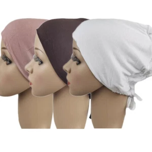 3PCS Muslim Women Hijab Bonnet Hat Inner Underscarf Chemo Cap Head Wrap Headwear - Picture 1 of 18