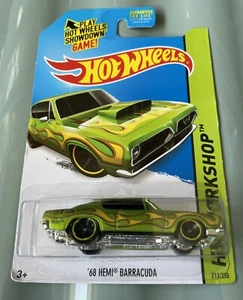 2015 Hot Wheels #213 HW Workshop - Heat Fleet '68 HEMI BARRACUDA Green CFJ99 - Bild 1 von 2