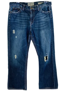 Jeans uomo marca Lucky taglia 36x32 cuciture interne lunghe vintage invecchiato punto grande T2 - Foto 1 di 12