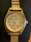 Vintage Sharp Womens Watch Gold Tone Round Dial Expansion Bracelet W New Battery