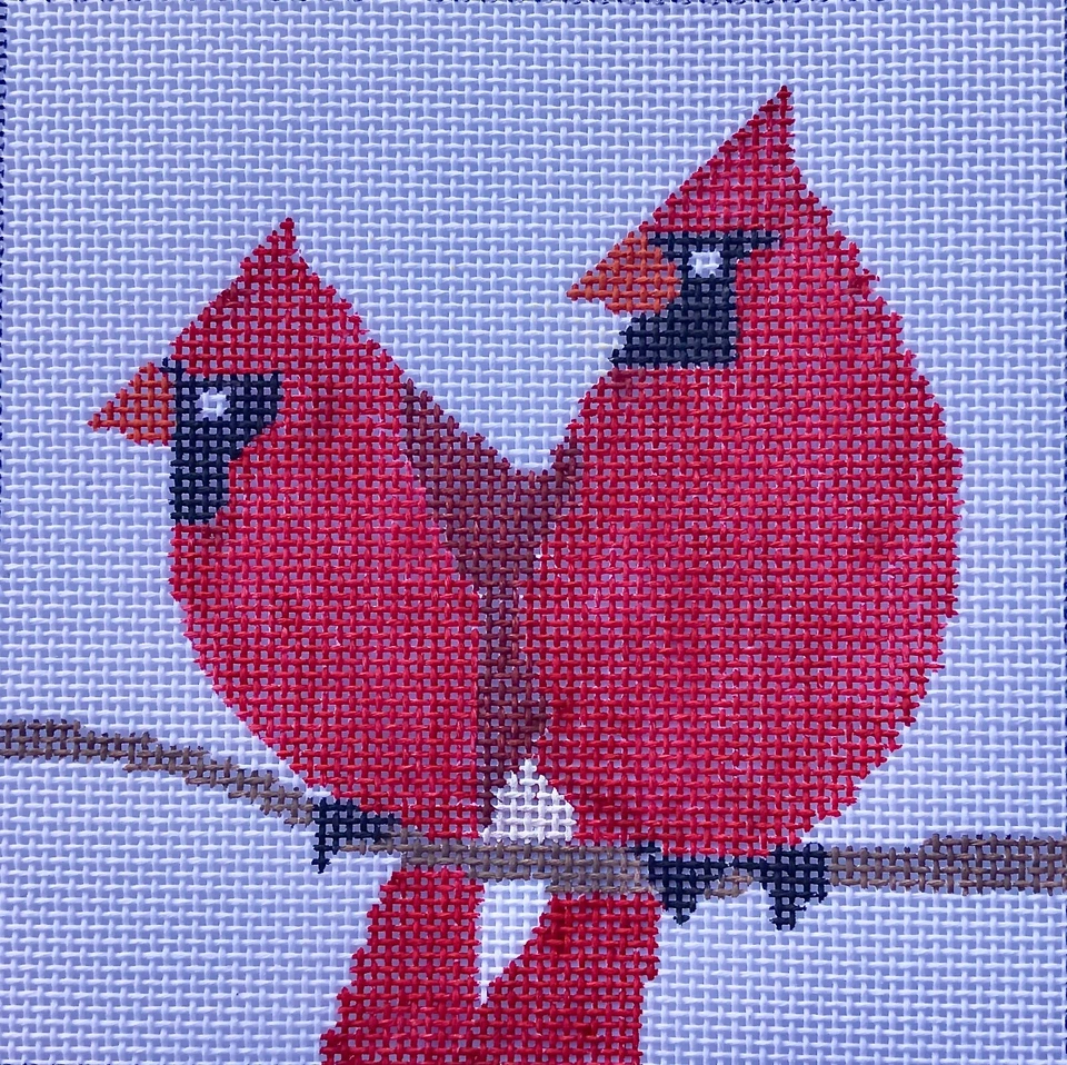 Cardinal Birds - Hand Painted Needlepoint Canvas - Image 1 of 1