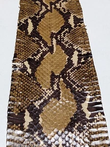 Python Printed-on Cobra Snake Skin Leather Snakeskin Pelt Craft Supply Brown - Picture 1 of 3