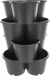 Pflanzturm stapelbar Kräutertopf Kartoffelturm Pflanzsäule Blumentopf anthrazit - Bild 1 von 6