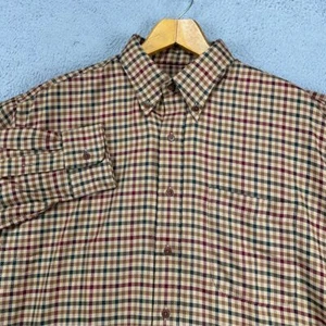 Bullock Jones Shirt Adult Large Brown Multi Check Flannel Button Down Pocket Men - Picture 1 of 10