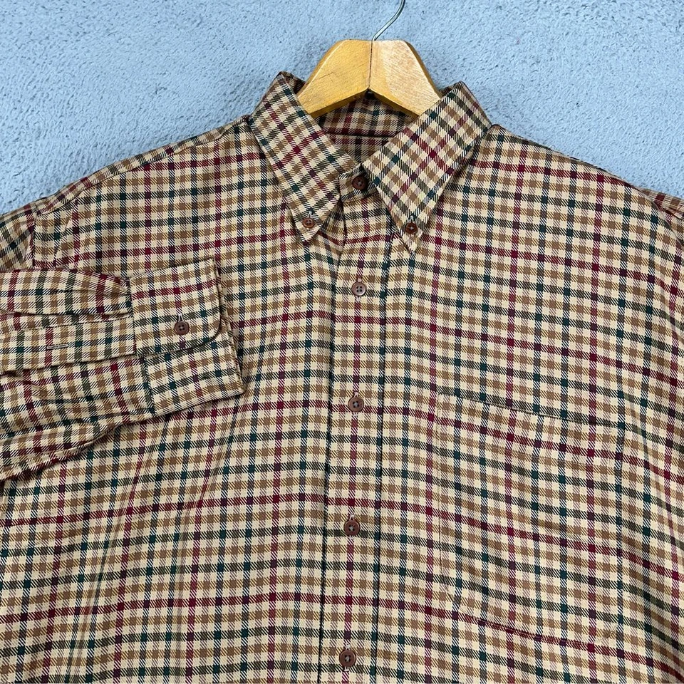 Camisa Bullock Jones Adulto Grande Marrón Multi Cuadros Franela Bolsillo con Botones Hombres Foto 1 de 4