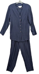 Petite Sophisticate Women's Blue 2 Piece Loungewear Set USA Rayon Style 334331 - Picture 1 of 16
