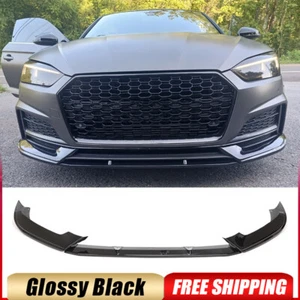 For Audi A5 B9 Sline S5 2017-2019 Glossy Black Front Bumper Lip Spoiler Splitter - Picture 1 of 15