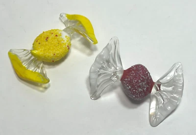 Two Vintage Murano Style Art Blown Glass Candy Made In Italy - Image 1 of 4