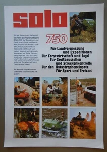 Vehículo todo terreno SOLO 750 AATV original años 70 alemán Mkt folleto de ventas folleto - Imagen 1 de 3