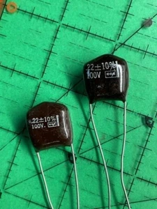.22uF 100v CDE Brown Drop Capacitor DMF1P22 220nF Vintage AUDIO Tested 2pcs - Picture 1 of 3