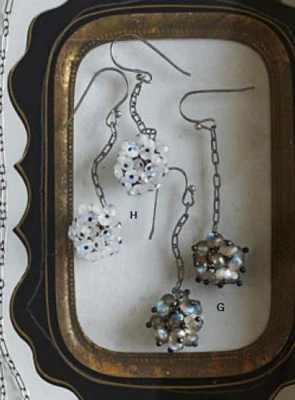 Pendientes de plata de ley enchapados en rodio con piedra lunar blanca/laboradita Foto 1 de 3