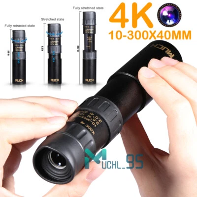 4K 10-300X40Mm Super Telephoto Zoom Monocular Telescope for Bird Watching Huntin - Image 1 of 4
