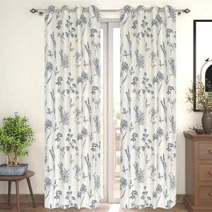 New 2 Pieces Soft Brushed Microfiber Cotton Printed Door Curtains Set - 7 ft - Picture 1 of 6