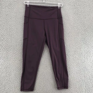 Zyia Active Leggings Women 6 8 Purple Wine Brilliant Hi Rise Capri Pocket Gym - Picture 1 of 11